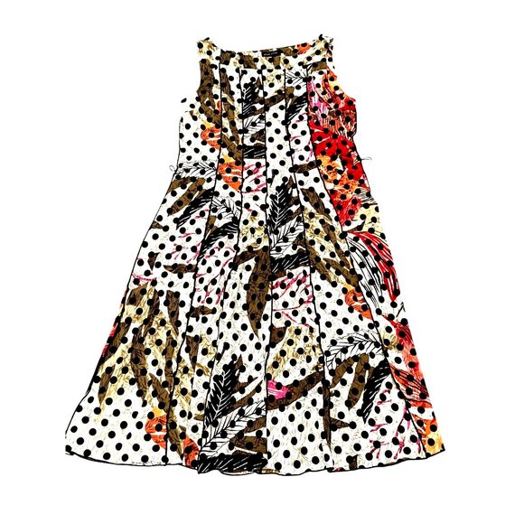 Voir Voir Size 14 Multicolor Polka Dot Patchwork Leaf Print Sleeveless Midi Boho - Picture 12 of 13